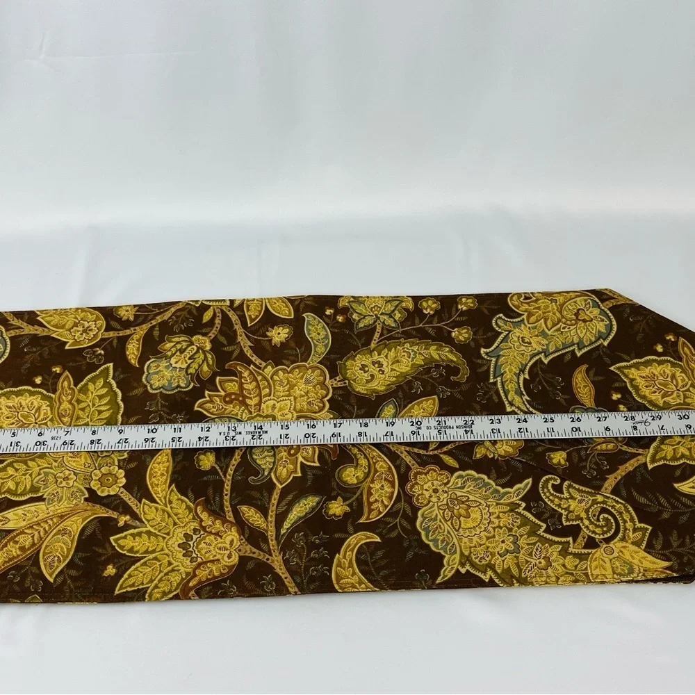 Floral Jacquard/Damask Pattern Table Runner Brown, Tan, Olive Green, and Gold